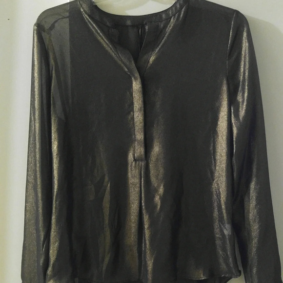 JLO Jennifer Lopez Metalic Gold Bronze Blouse - Picture 1 of 5